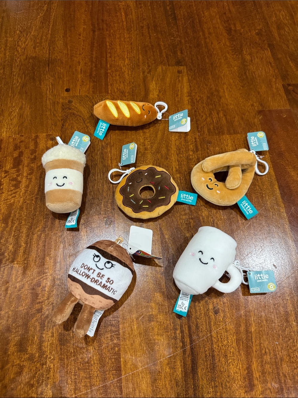 NWT Plush Bag Clip Lot (6pc) - Coffee Shop Bakery & Mallow-Dramatic